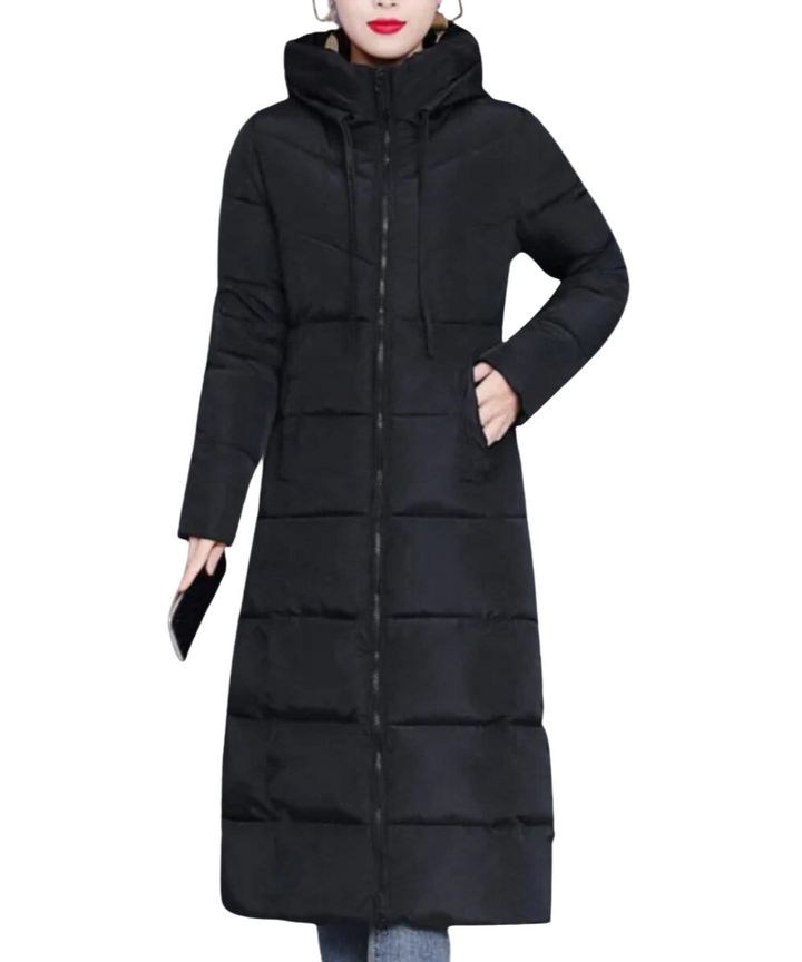 "Elegant lång damjacka, värmande och mångsidig för vardag och fest, perfekt för modern stil."