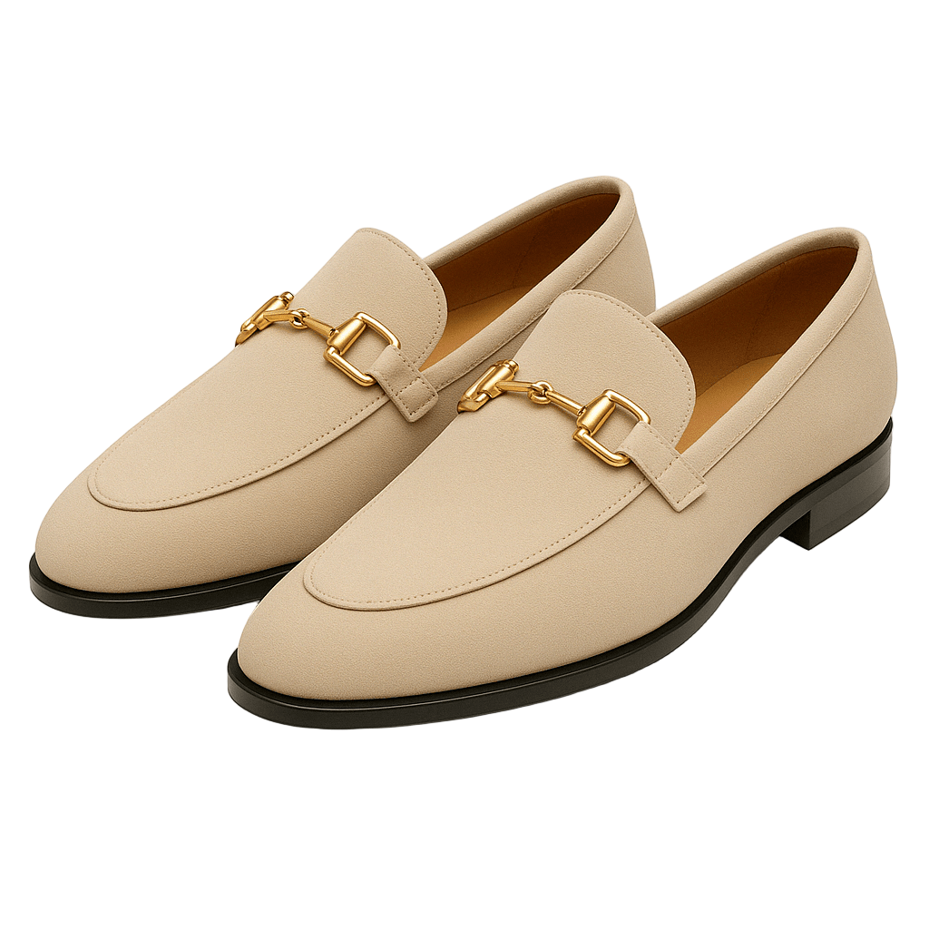 "Elegant mockastil herrloafers med vadderad insida, rund tå och låg klack, perfekt för både formella och avslappnade tillfäll