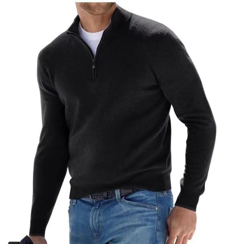 Elegant och mysig herrpullover tröja med turtleneck i mjukt tyg, perfekt för kyliga dagar, enfärgad och lätt att matcha.