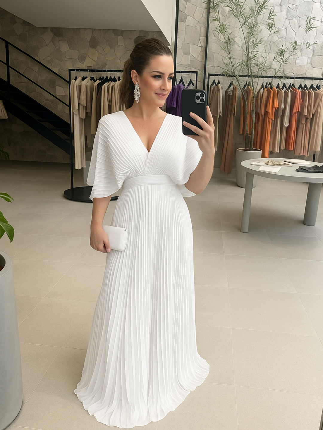 "Elegant plisserad dam maxi klänning för fest, tidlös design, flera färger, smickrande silhuett, polyester."