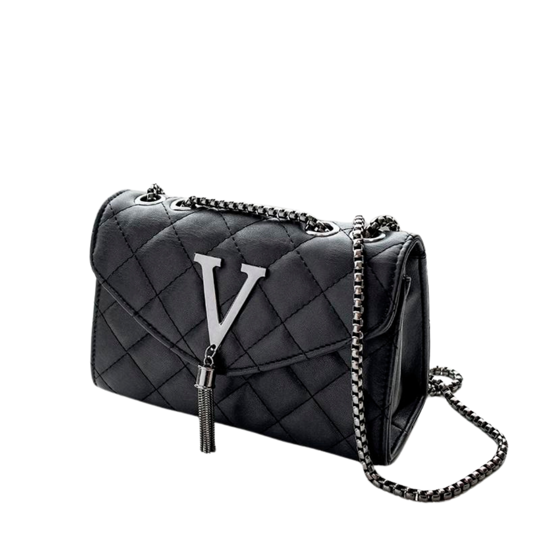 "Elegant quiltad crossbody-väska i PU-läder med justerbar rem och chic tasseldetalj, perfekt för vardagligt bruk."