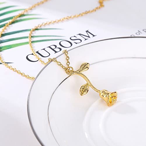 "Elegant rosehänge halsband för kvinnor i guld och silver, med delikat blomdesign som ger romantisk touch, kvinnor smycken."