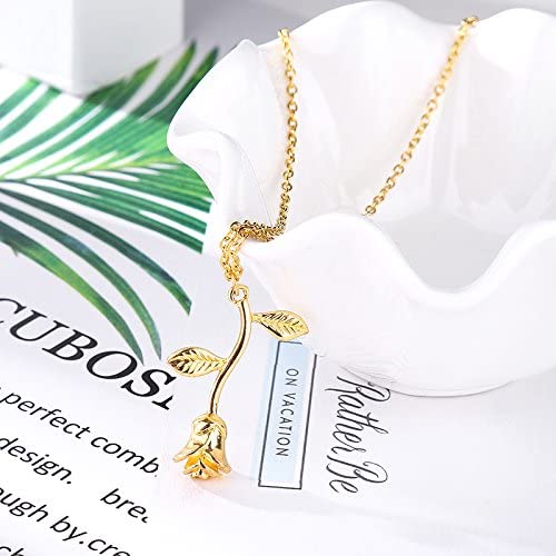 "Elegant rosehänge halsband för kvinnor i guld och silver, med delikat blomdesign som ger romantisk touch, kvinnor smycken."