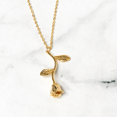 "Elegant rosehänge halsband för kvinnor i guld och silver, med delikat blomdesign som ger romantisk touch, kvinnor smycken."