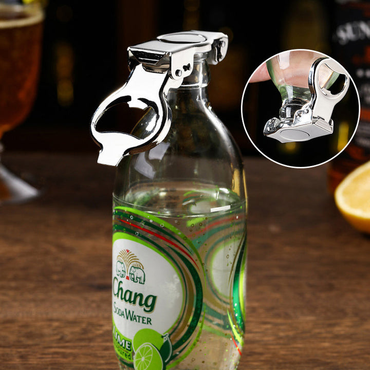 "Elegant rostfri flasköppnare, kompakt design, perfekt för hem och bar, bevarar dryckens kolsyra och fräschör."