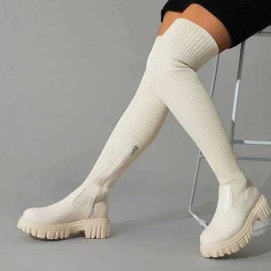 "Eleganta damskor stretch laarzen i flexibelt material för komfort och stil, svart stövel med rund tå, smal passform."