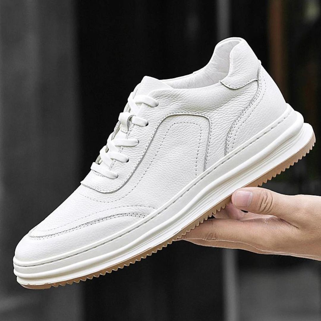 Eleganta herrskor i PU-läder med minimalistisk design, svart och vit stil, vadderad innersula för komfort.