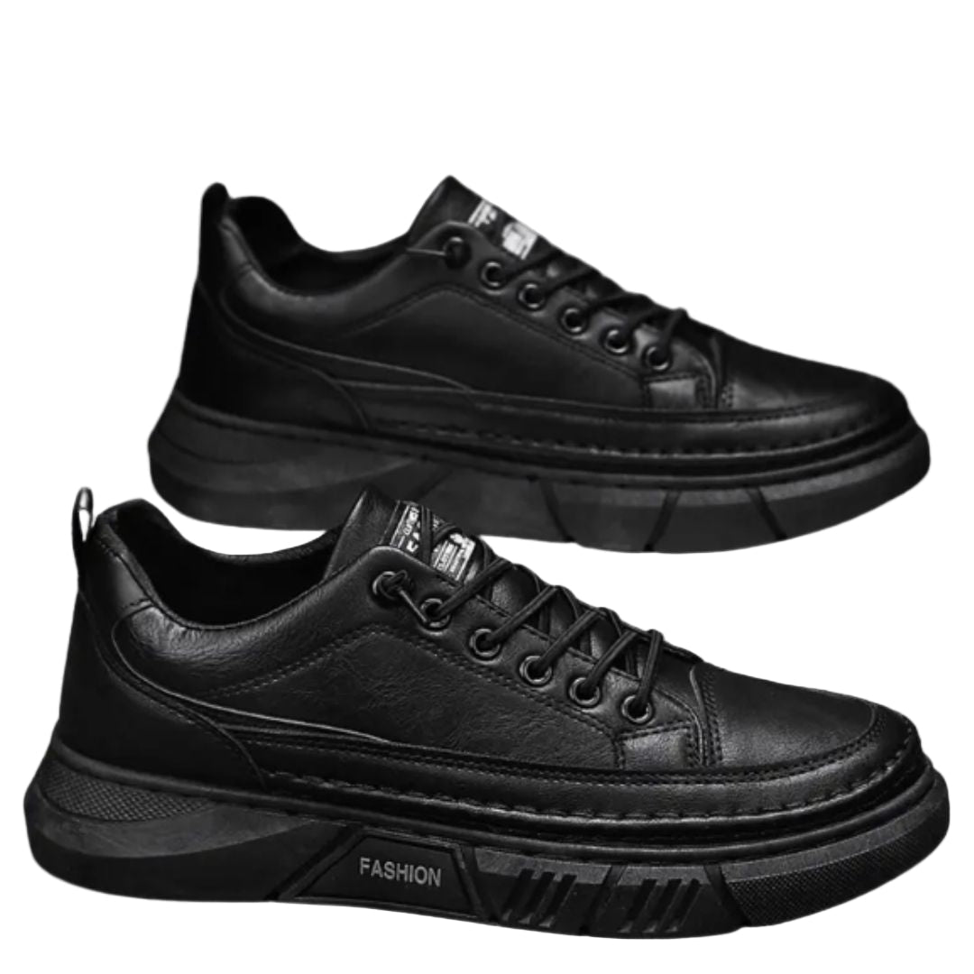 "Eleganta herrsneakers i mörkgrön och svart med dämpade sulor, lätt design och anti-glid yttersula för vardagskomfort."