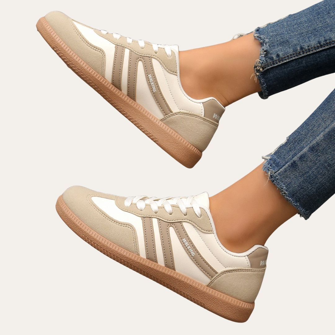 Eleganta kvinnors sneakers med fotvalvsstöd, komfortsula och hållbart läder för stil och vardagskomfort.