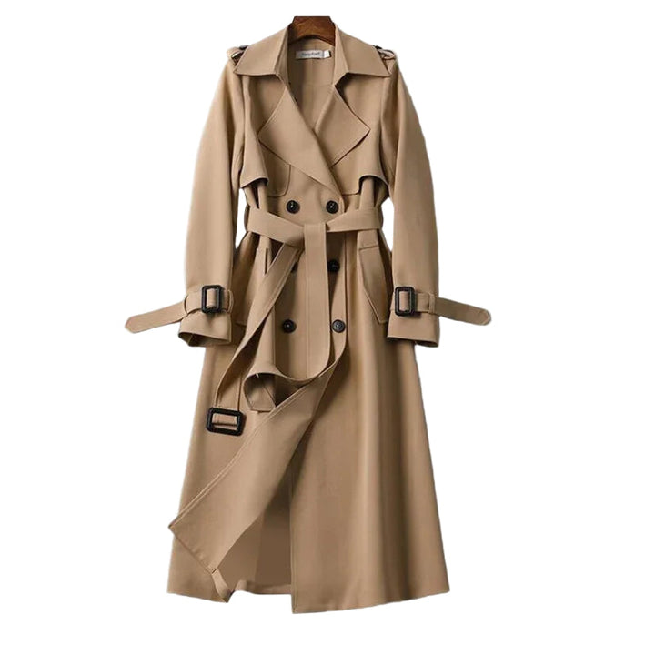 "Eleganta kvinnors trenchcoat med klassisk design, anpassad passform i flera vårfärger för stil och funktion."