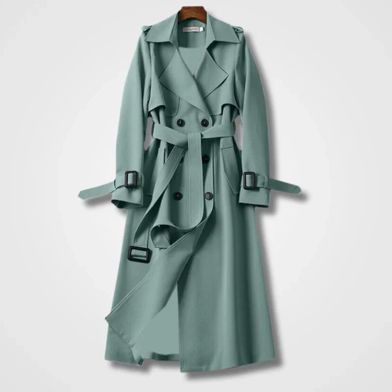 "Eleganta kvinnors trenchcoat med klassisk design, anpassad passform i flera vårfärger för stil och funktion."