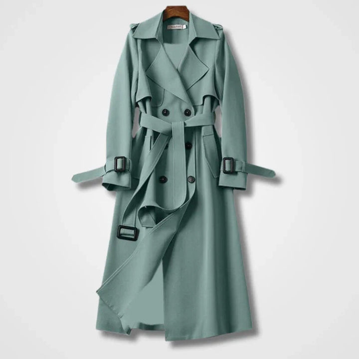 "Eleganta kvinnors trenchcoat med klassisk design, anpassad passform i flera vårfärger för stil och funktion."