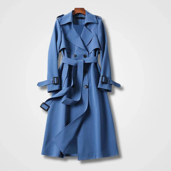 "Eleganta kvinnors trenchcoat med klassisk design, anpassad passform i flera vårfärger för stil och funktion."