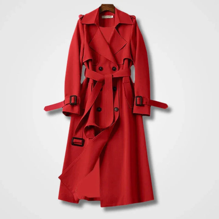 "Eleganta kvinnors trenchcoat med klassisk design, anpassad passform i flera vårfärger för stil och funktion."