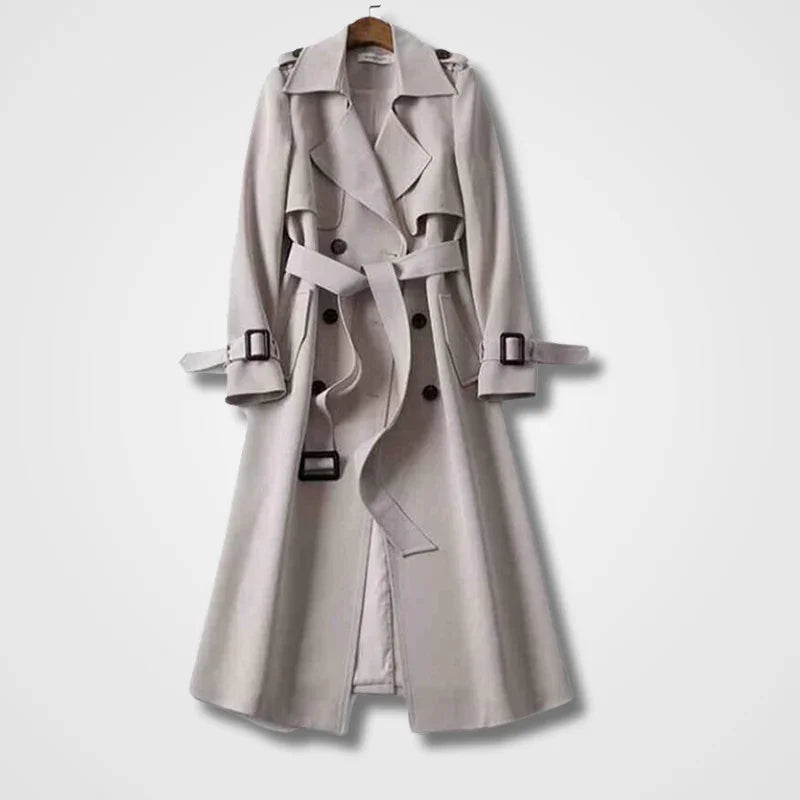 "Eleganta kvinnors trenchcoat med klassisk design, anpassad passform i flera vårfärger för stil och funktion."