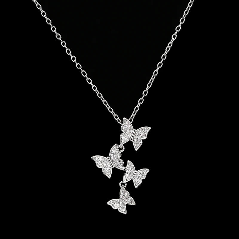 "Exklusivt set av fjärilssmycken i sterling silver för kvinnor, elegant design med zirkonsten, perfekt för daglig användning.