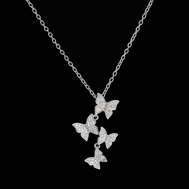 "Exklusivt set av fjärilssmycken i sterling silver för kvinnor, elegant design med zirkonsten, perfekt för daglig användning.