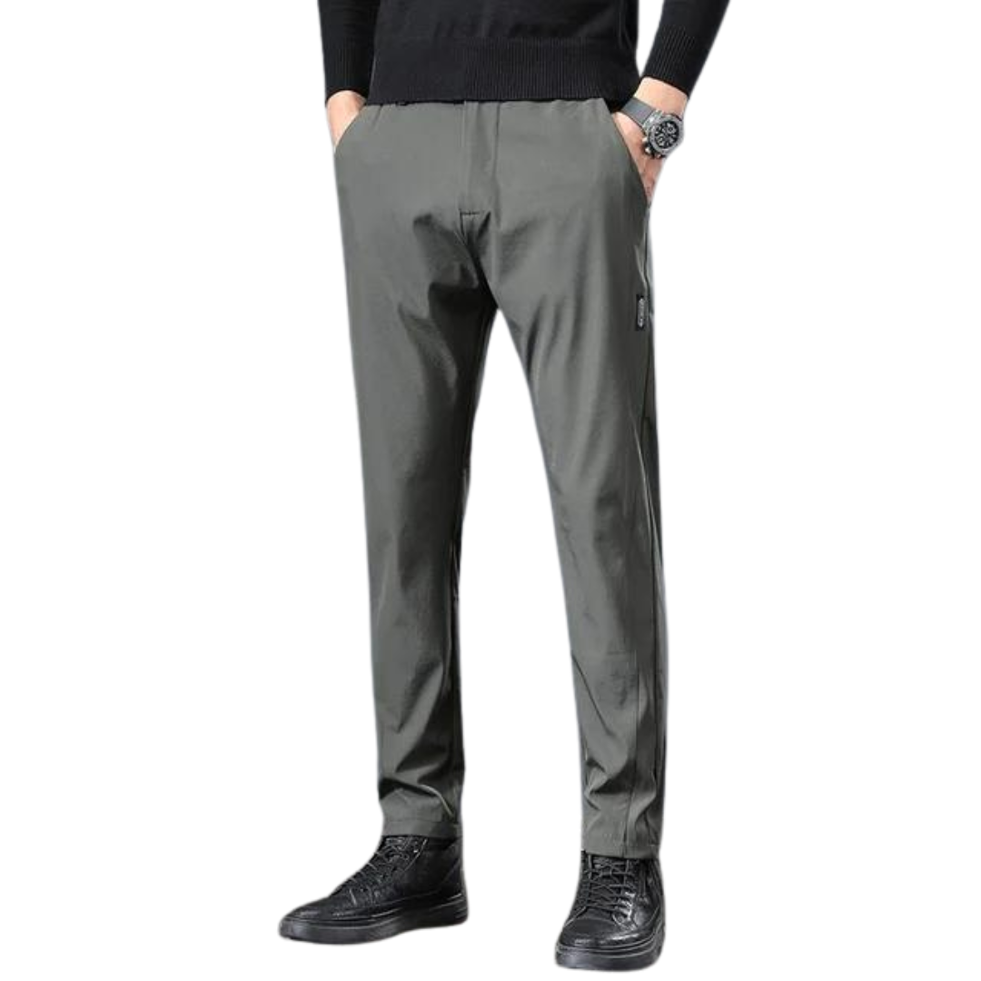 "Flexibla och andningsbara herrgolfbyxor, elegant design, platt front, optimal rörelsefrihet på golfbanan."