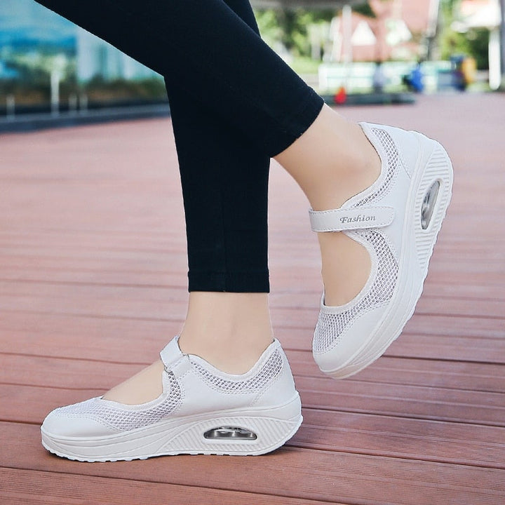 "Färgglada dam-modesneakers, andningsbara med ortopedisk fjädersula, perfekt för komfort och stil."