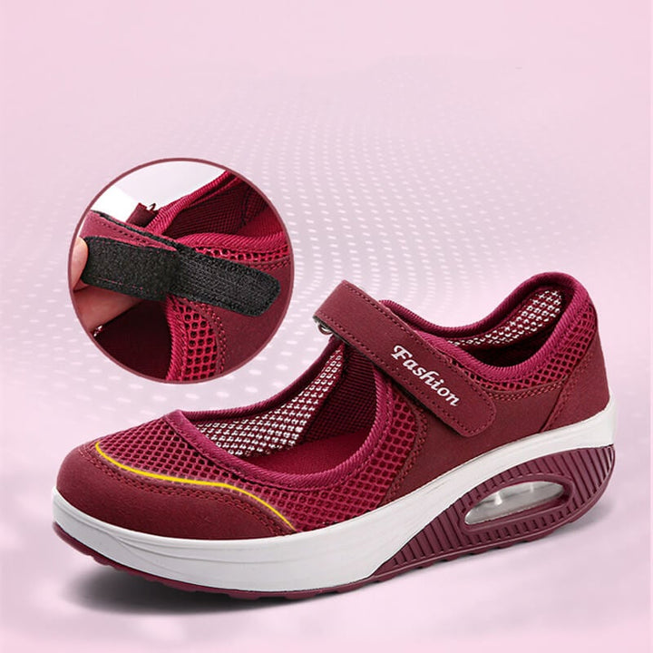 "Färgglada dam-modesneakers, andningsbara med ortopedisk fjädersula, perfekt för komfort och stil."
