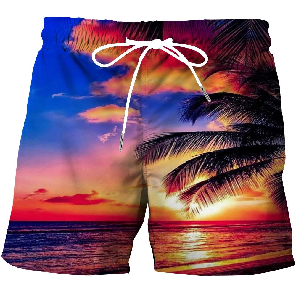 Färgglada herrshorts med 3D-mönster, elastiska för bekväm passform och optimal rörelsefrihet i sommarstil.