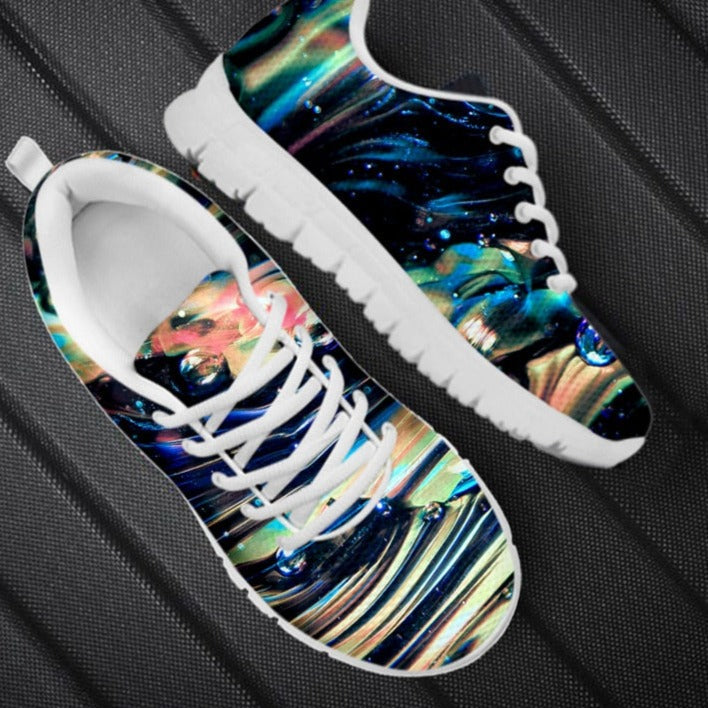 "Galaxy Sneakers för dam, lätt meshdesign, bekväma gummisulor, stilren vit färg, perfekt för stadspromenader."