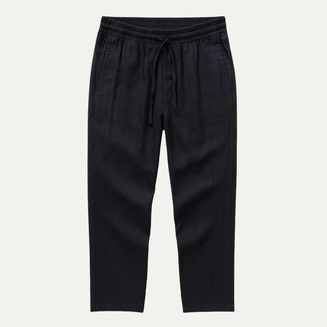 Herr Casual linnebyxor med justerbart midjeband, elastiskt och ventilerande tyg, perfekt för stil och komfort.