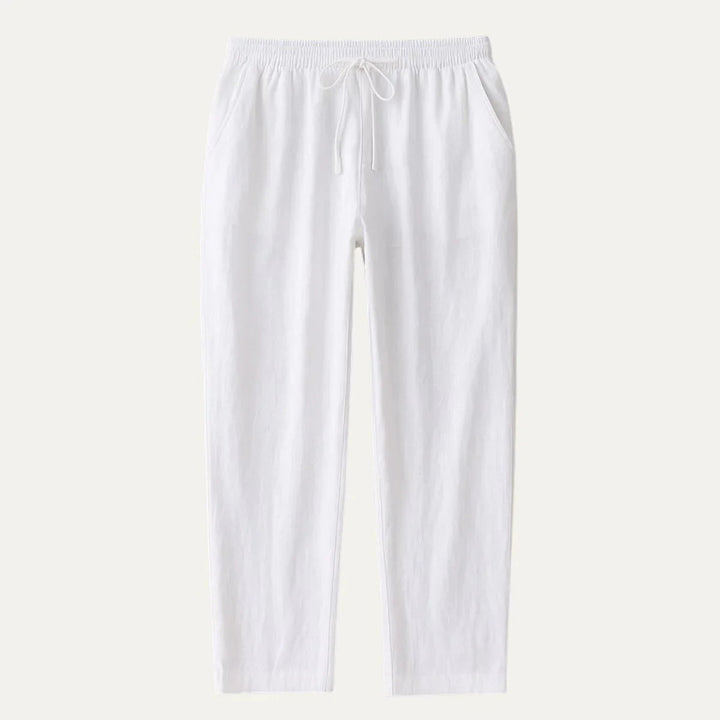 Herr Casual linnebyxor med justerbart midjeband, elastiskt och ventilerande tyg, perfekt för stil och komfort.