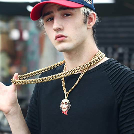 "Herr Kubanskt länk halsband i rostfritt stål och guld, elegant herraccessoar, perfekt att bära ensam eller med ett hängsmyck