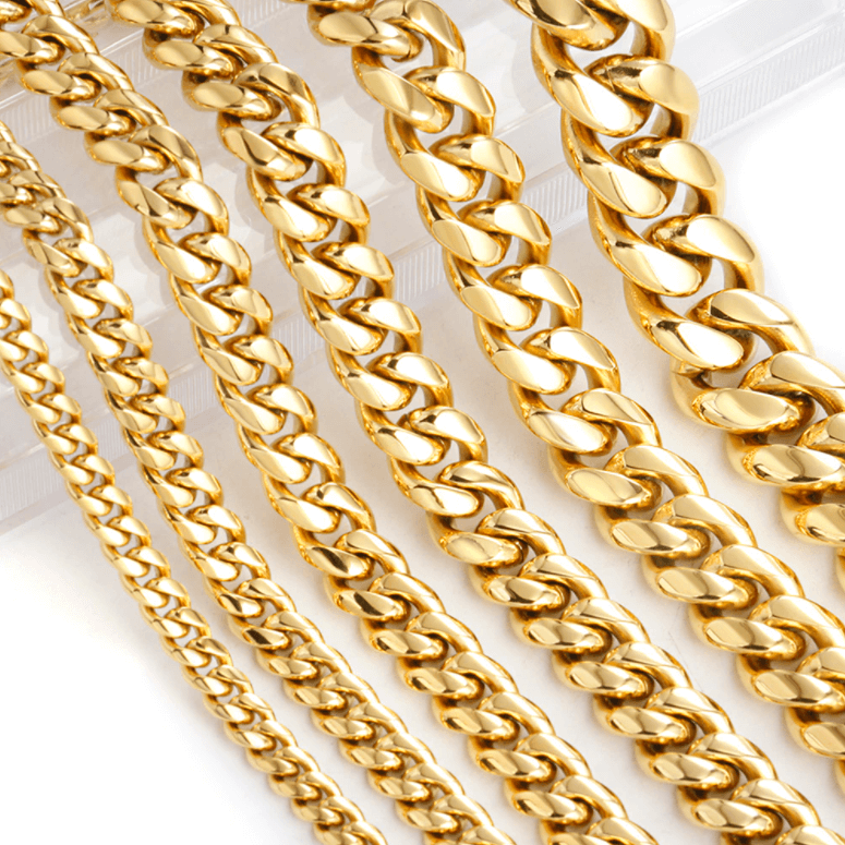 "Herr Kubanskt länk halsband i rostfritt stål och guld, elegant herraccessoar, perfekt att bära ensam eller med ett hängsmyck