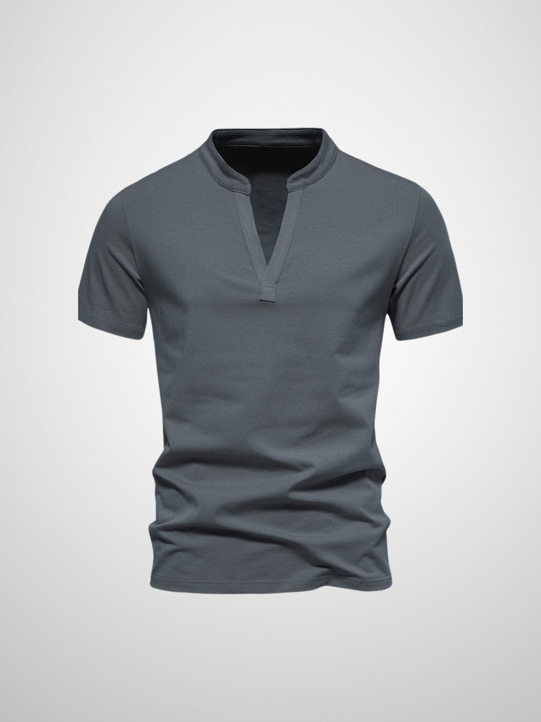 "Herr Polo V-hals T-shirt i mjukt tyg, kort krage, modern design, perfekt för stiliga och avslappnade tillfällen."