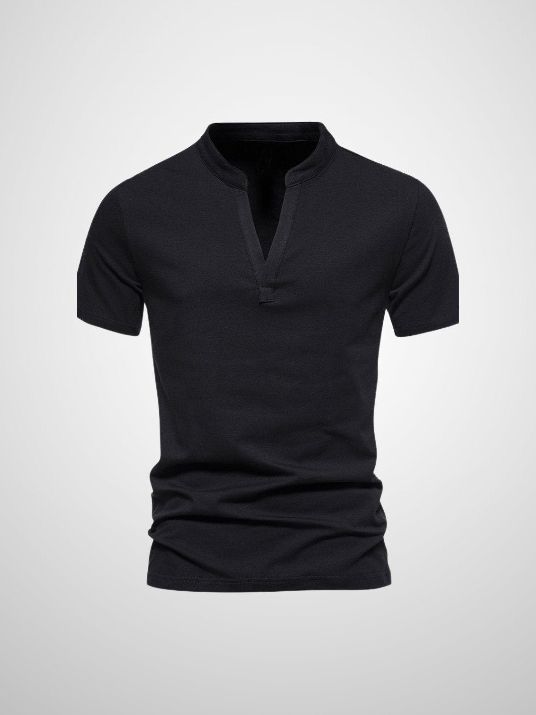 "Herr Polo V-hals T-shirt i mjukt tyg, kort krage, modern design, perfekt för stiliga och avslappnade tillfällen."