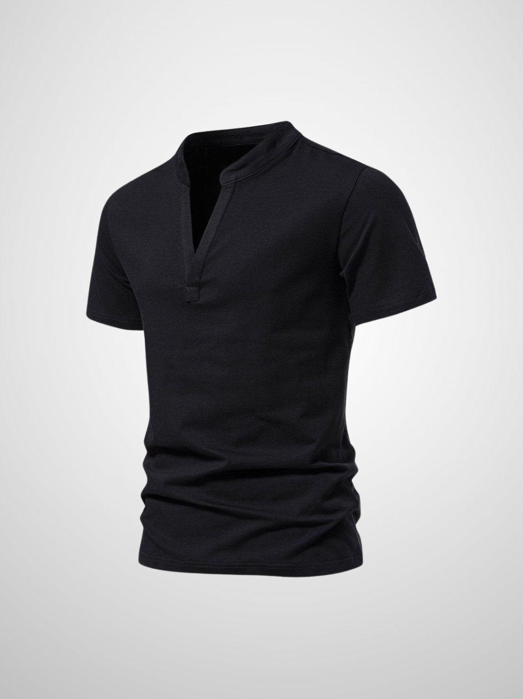 "Herr Polo V-hals T-shirt i mjukt tyg, kort krage, modern design, perfekt för stiliga och avslappnade tillfällen."