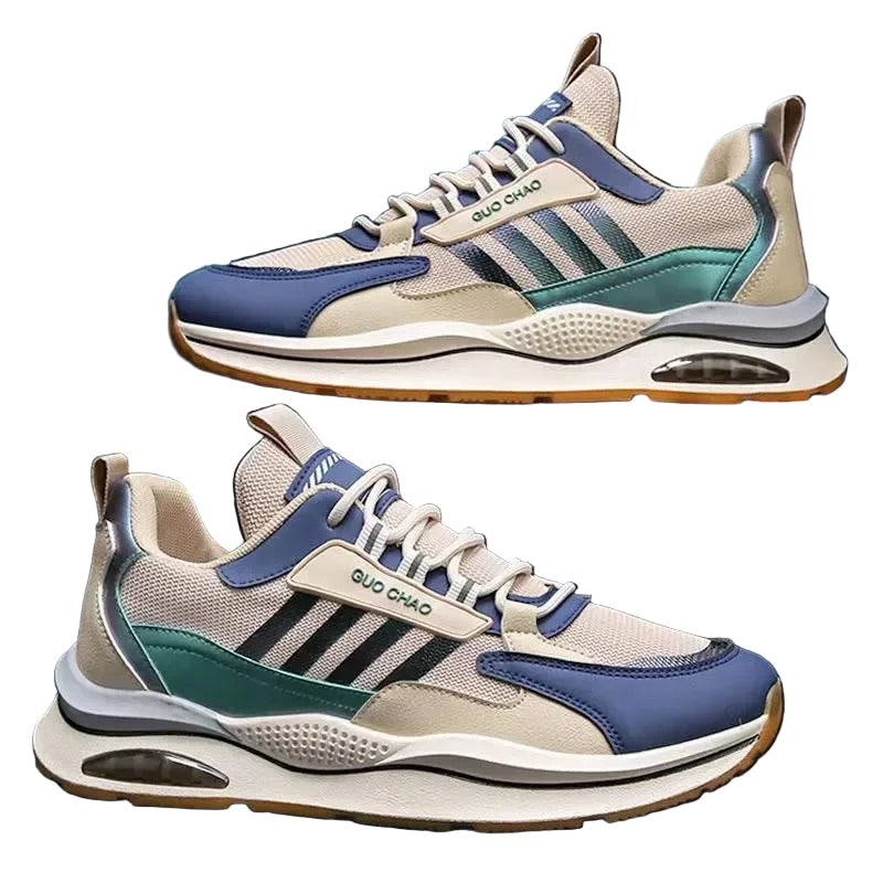 "Herr Retro Sneakers i tidlös sporty design, perfekta för alla säsonger med komfortabel passform för vardagsbruk."