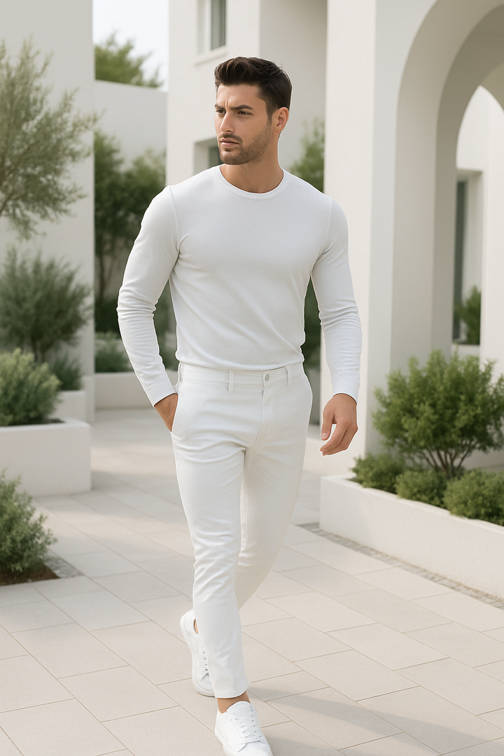 "Herr Slim Fit Stretch Jeans med fickor, djärv färg, slank silhuett, stretchig denim, lämplig för alla tillfällen"