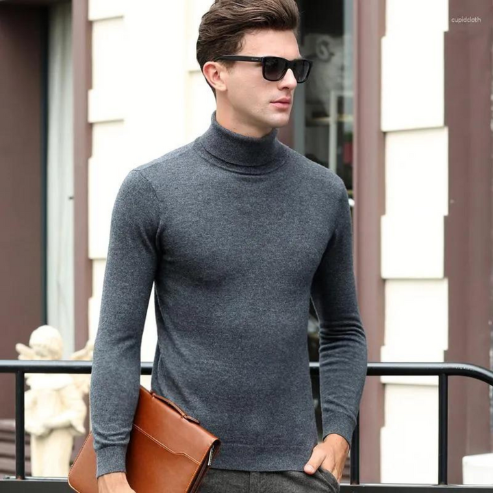 Herr Slim Turtleneck Tröja, enfärgad, smal passform, elegant design, mjukt material för komfort och stil.