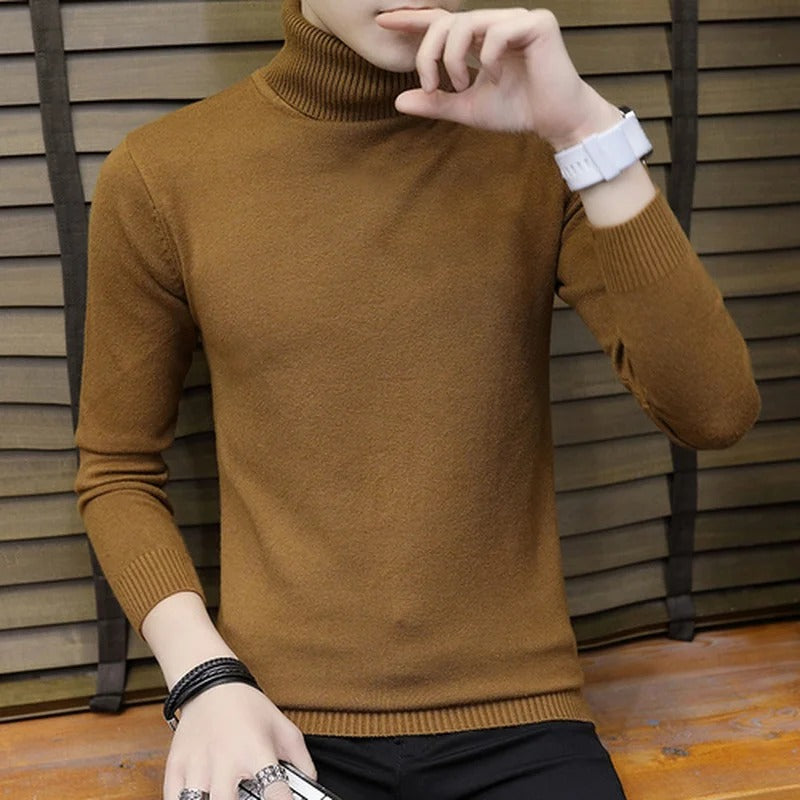 Herr Slim Turtleneck Tröja, enfärgad, smal passform, elegant design, mjukt material för komfort och stil.