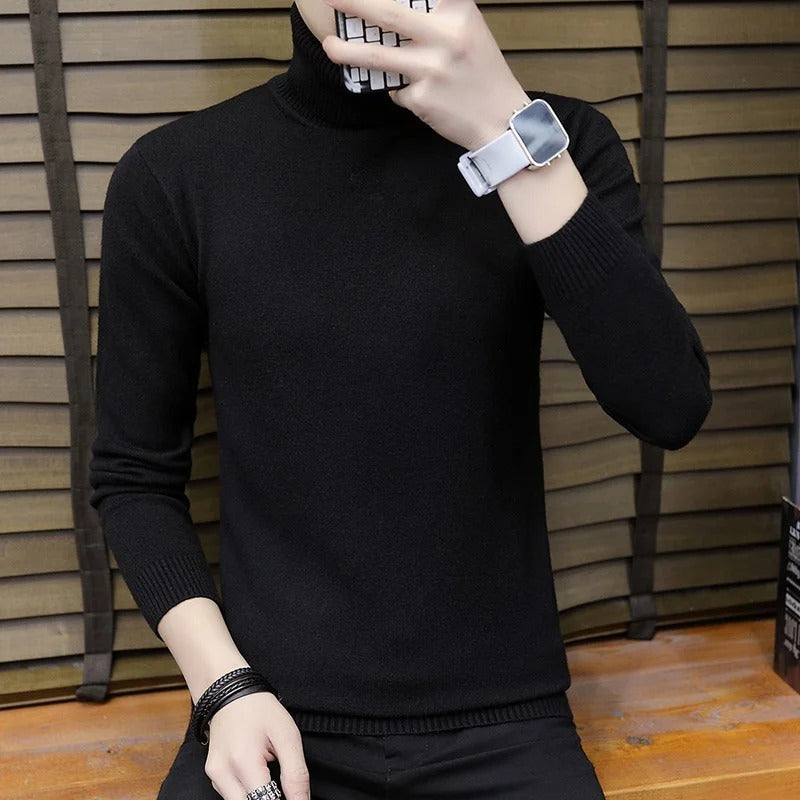 Herr Slim Turtleneck Tröja, enfärgad, smal passform, elegant design, mjukt material för komfort och stil.