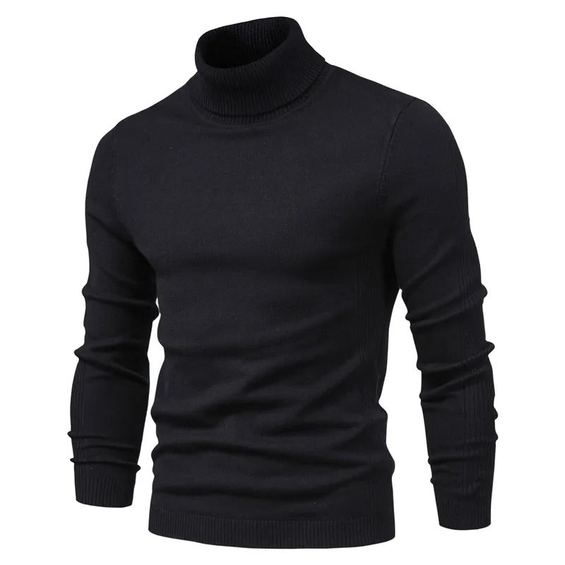 Herr Slim Turtleneck Tröja, enfärgad, smal passform, elegant design, mjukt material för komfort och stil.