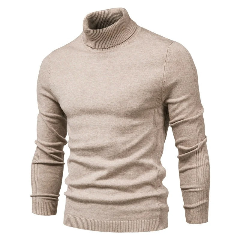 Herr Slim Turtleneck Tröja, enfärgad, smal passform, elegant design, mjukt material för komfort och stil.