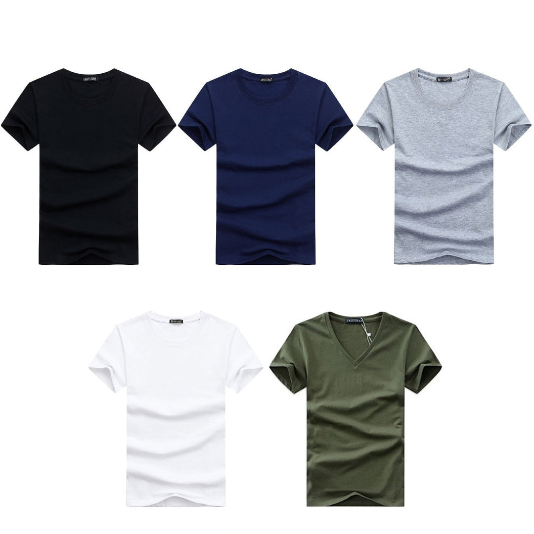 "Herr V-ringad Kortärmad T-shirt Slim Fit i grått, smal passform, bomullstyg, korta ärmar, perfekt för vardagsstil."