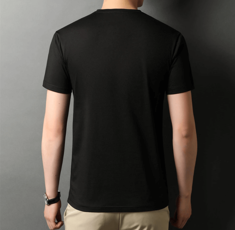 "Herr V-ringad Kortärmad T-shirt Slim Fit i grått, smal passform, bomullstyg, korta ärmar, perfekt för vardagsstil."