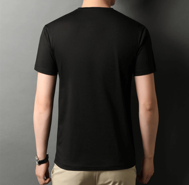 "Herr V-ringad Kortärmad T-shirt Slim Fit i grått, smal passform, bomullstyg, korta ärmar, perfekt för vardagsstil."