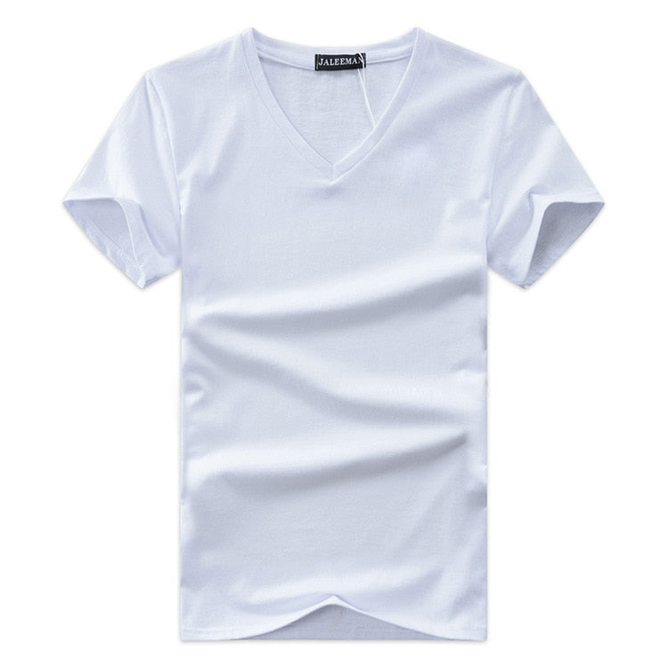 "Herr V-ringad Kortärmad T-shirt Slim Fit i grått, smal passform, bomullstyg, korta ärmar, perfekt för vardagsstil."