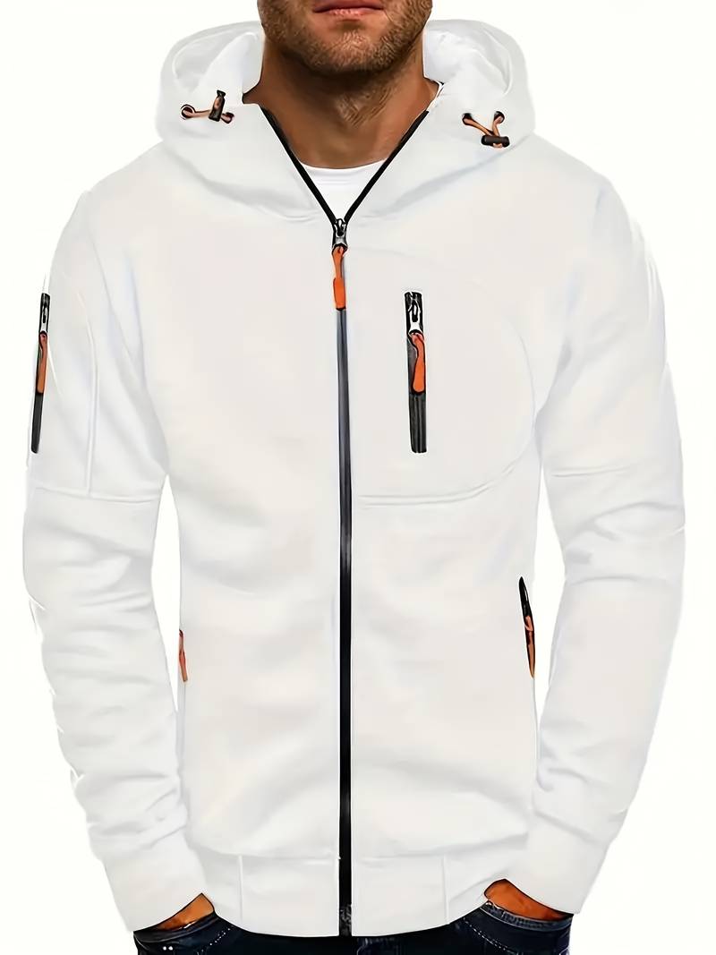 "Herr casual hoodie med bekväm passform, stilrena detaljer och huvudficka. Perfekt för träning och vardaglig stil."