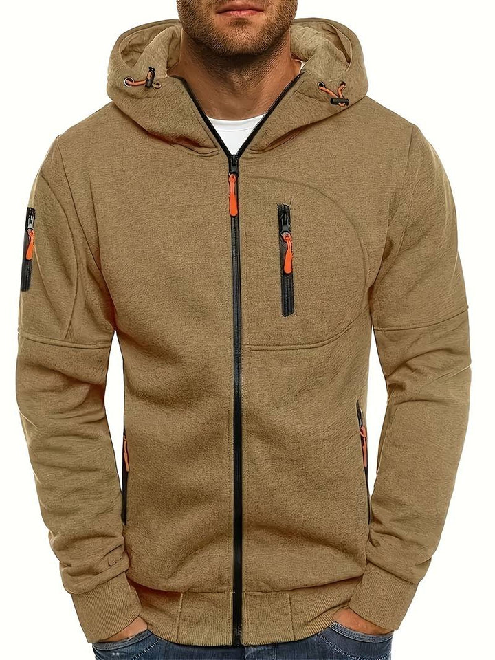 "Herr casual hoodie med bekväm passform, stilrena detaljer och huvudficka. Perfekt för träning och vardaglig stil."