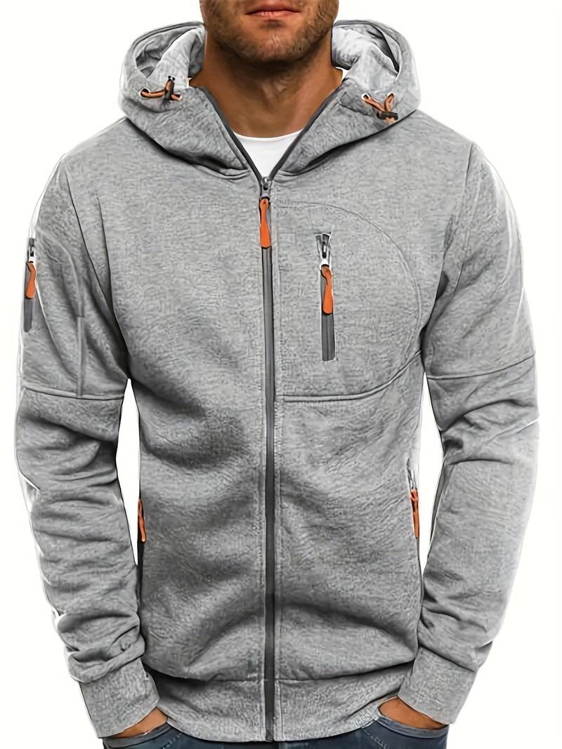 "Herr casual hoodie med bekväm passform, stilrena detaljer och huvudficka. Perfekt för träning och vardaglig stil."