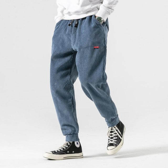"Herr corduroy byxor, framsida, klassisk stil, mjuk, bekväm, naturnära färg, tidlös design för modern man."