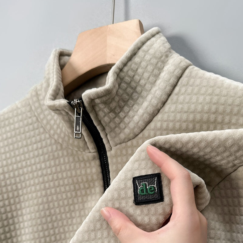 "Herr halvzip tröja i elegant stil, tillverkad av mjuk alpaka fleece, perfekt för stil och värme under kyliga dagar."