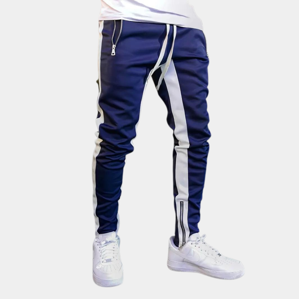 "Herr joggingbyxor i modernt snitt, elastisk midja, slimmad passform, sidofickor, lätt tyg, perfekt för gym och fritid."